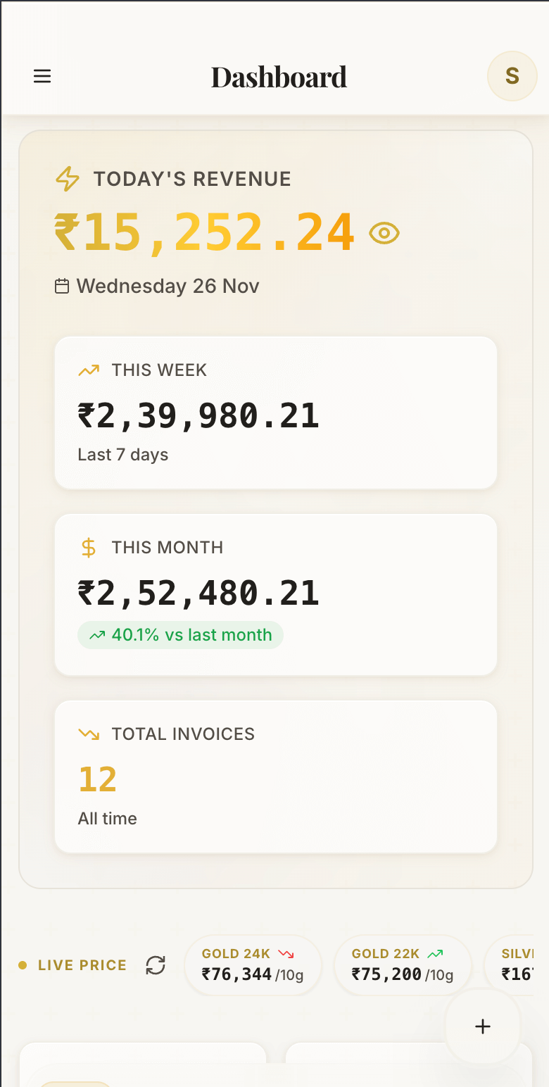 SwarnaVyapar Mobile App - Light Mode